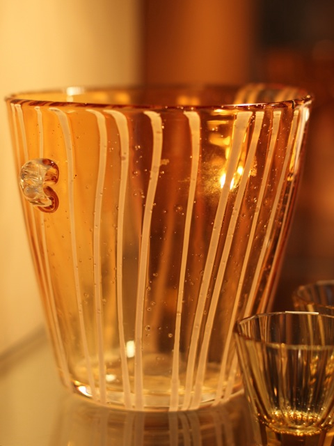 Venini, vase, ice bucket, vintage, amber
